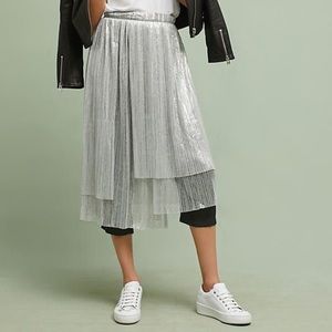 NWT Anthropologie Maeve Metallic Skirted Pants